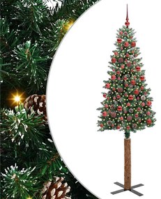 vidaXL Árvore de Natal Slim com 300 LEDs com suporte Verde 180 cm