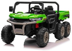 Carro elétrico para crianças jeep Transporter 24V, Pneus EVA, Assento de couro Verde