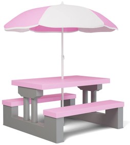 Conjunto de exterior para crianças com guarda-sol rosa