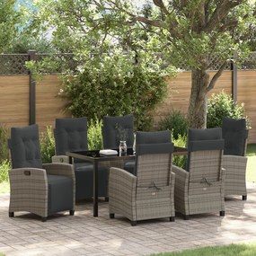 vidaXL Conjunto de Jantar Jardim 7 Peças Cinza Vime Polivime