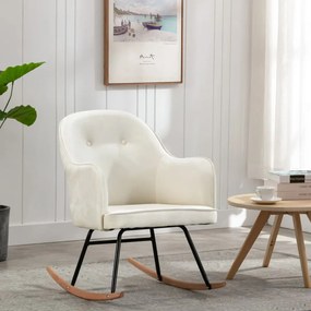 vidaXL Cadeira de baloiço veludo branco nata