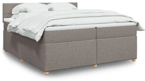 Cama com molas/colchão 200x200 cm tecido castanho-acinzentado
