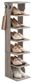 Sapateira estreita para sapatos com 7 níveis 30 x 26,4 x 110,4 cm em cinza mesclado