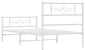 Estrutura de cama com cabeceira e pés 75x190 cm metal branco