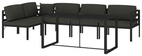 6 pcs conjunto lounge jardim com almofadões alumínio antracite