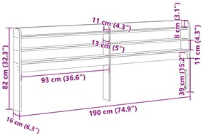 Cabeceira com prateleiras 180 cm pinho maciço castanho-mel