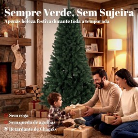 Árvore de Natal Artificial 200 cm com 1000 Ramos, Base Dobrável, Design por Secções e Montagem Fácil, Verde