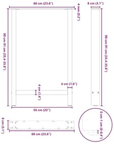 Pés para mesa de bar pretos 2 peças 60x(90-91) cm aço