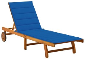 vidaXL Espreguiçadeira de jardim com almofadão madeira acácia maciça