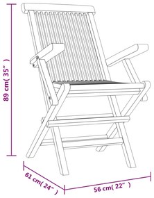 Cadeiras de jardim dobráveis 2 pcs 56x61x89cm teca maciça cinza