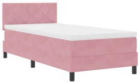 Cama Box Spring vidaXL com Colchão Rosa 90x200 cm Veludo