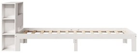 Cama com estante sem colchão 75x190 cm pinho maciço branco
