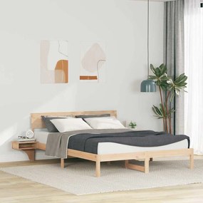 vidaXL Estrutura de cama com mesas de cabeceira com cabeceira Castanho