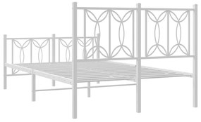 Estrutura de cama com cabeceira e pés 120x200 cm metal branco
