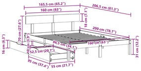 Cama sem colchão 160x200 cm madeira de pinho maciça