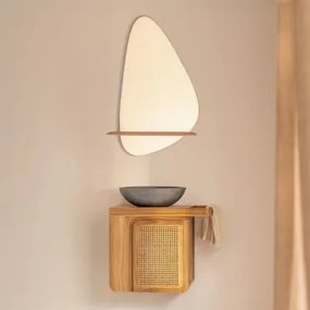 Conjunto De Móveis De Banheiro Suspensos Em Madeira De Teca Georgy Madeira De Teca & Cimento Cinzento Redondo Ø40 Cm Tarsis & - Sklum
