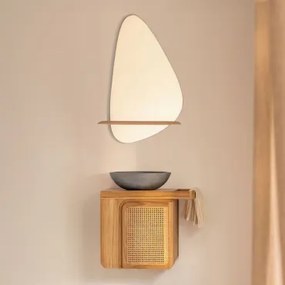 Conjunto De Móvel De Casa De Banho Suspenso 60x40 Cm Em Madeira De Teca Georgy Madeira De Teca & Cimento Cinzento Redondo Ø40 Cm Tarsis - Sklum