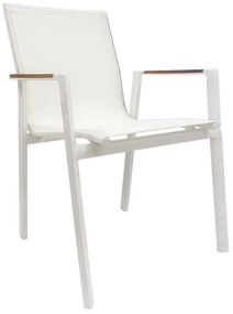 Conjunto 4 Cadeiras de Jardim, Terraço  ROSAURO, empilhável, alumínio branco, textilene branco Restaurante, Café, Bar