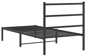 Estrutura de cama com cabeceira 90x190 cm metal preto