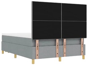 Cama Box Spring vidaXL com Colchão e Banco Cinza Claro 140x190 cm Teci