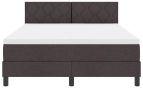 Cama Box Spring da com Colchão &amp; LED Castanho Escuro 140x200 cm Tecido