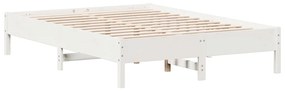 Cama sem colchão 140x190 cm madeira de pinho maciça branco