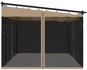 Gazebo com paredes de malha 4x3 m aço cinzento-acastanhado