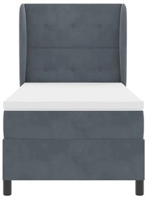 Cama box com colchão cinza escuro 90 x 190 cm em veludo