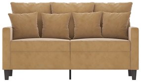 Sofá de 2 lugares veludo 120 cm castanho