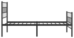 Estrutura de cama com cabeceira e pés 90x200 cm metal preto