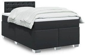 vidaXL Cama com molas/colchão 120x200 cm couro artificial preto