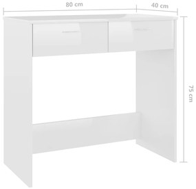 Secretária 80x40x75 cm contraplacado branco brilhante