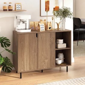 Armário de Cozinha 106 x 38 x 80 cm com 2 portas e prateleiras Castanho