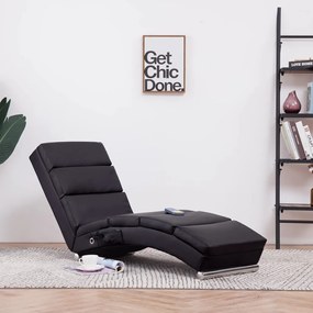 vidaXL Chaise longue de massagens couro artificial castanho