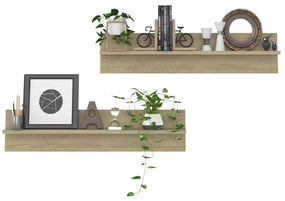 Estantes de parede 2pcs 80x11,5x18 cm contrapl. carvalho sonoma