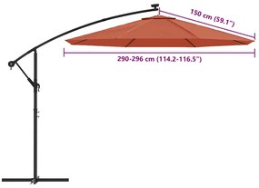 Tecido de substituição p/ guarda-sol cantilever 300cm terracota