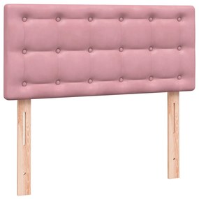 Cama com molas/colchão 100x220 cm veludo Rosa