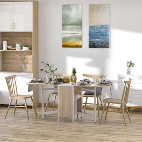 Mesa Dobrável (CADEIRAS NÃO INCLUIDAS) de Arrumação 4 Prateleiras para Sala de Jantar Sala de Estar Mesa Auxiliar de Madeira 169x62x75 cm Carvalho e B