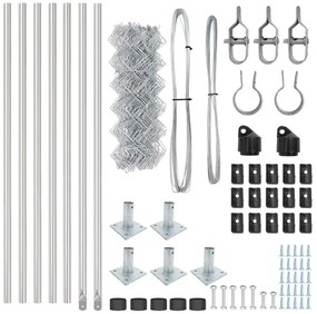 Conjunto de Postes de Cerca Prateado 10 x 0,4 m Aço galvanizado
