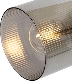 Candeeiro de teto com focos ajustáveis preto com vidro fumê 4-luzes - Laura