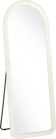 Espelho de Corpo Inteiro 160x60 cm com Moldura em Arco Aveludada, de Pé, Apoiado ou de Parede, Creme