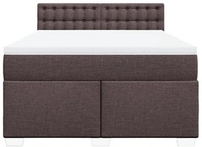Cama com molas/colchão 140x200 cm tecido castanho-escuro