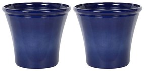 Conjunto de 2 vasos para plantas em fibra de argila azul marinho 55 x 55 x 49 cm KOKKINO Beliani