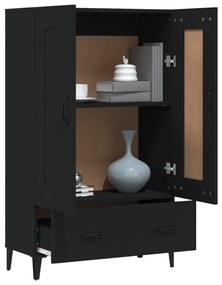 Armário alto 70x31x115 cm derivados de madeira preto