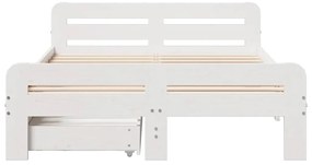 Cama sem colchão 120x190 cm madeira de pinho maciça branco