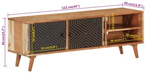Móvel de TV 112x30x40 cm madeira de acácia maciça