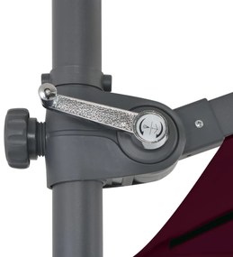 Guarda-sol de jardim cantilever c/ poste de aço 250x250cm bordô