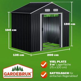 Abrigo Jardim para ferramentas em metal 200x135x190cm antracite