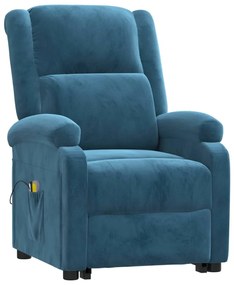 Poltrona elevatória de massagens veludo azul