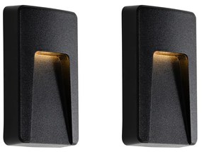 Conjunto de 2 Candeeiros de Parede Exteriores Retangulares Pretos com LED IP65 - Gem